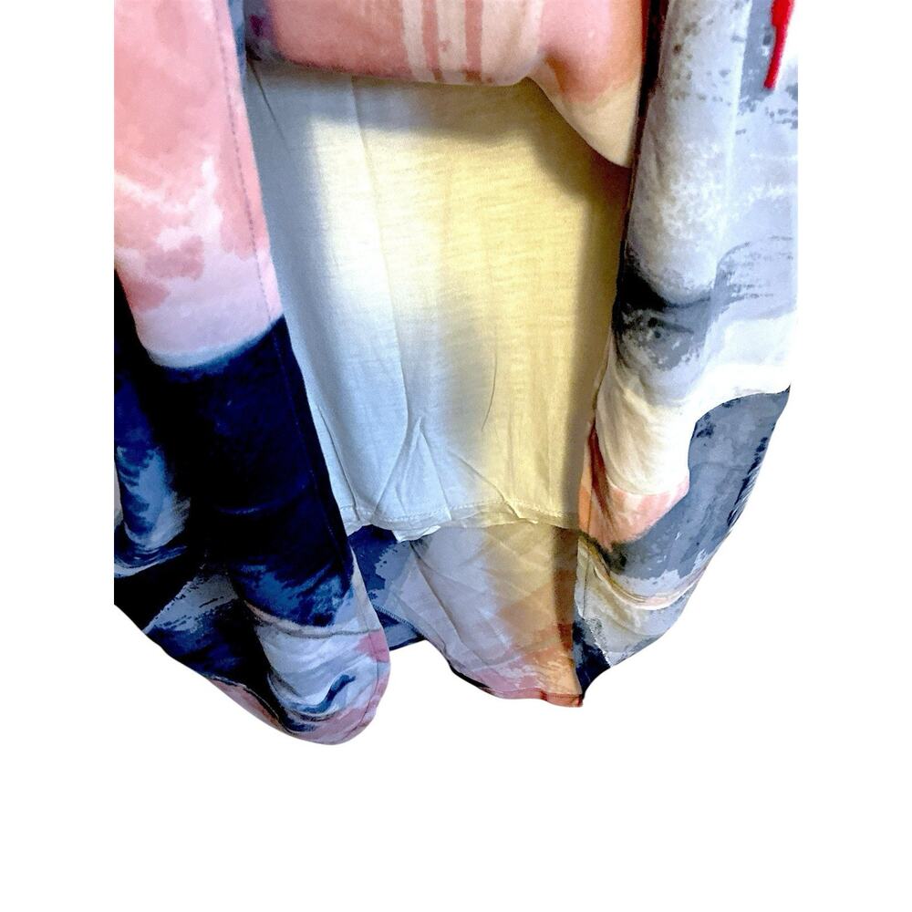 NIC+ZOE Artsy Abstract Multicolor Cowl Neck Sleeveless Dress‎ Flowy Feminine-L - Picture 10 of 12